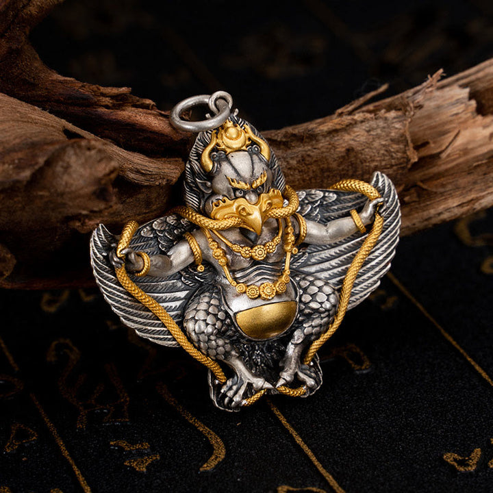 Collana con ciondolo a forma di uccello Garuda tibetano in argento sterling 925 Buddha Stones