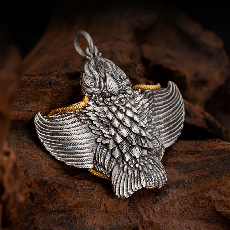 Collana con ciondolo a forma di uccello Garuda tibetano in argento sterling 925 Buddha Stones