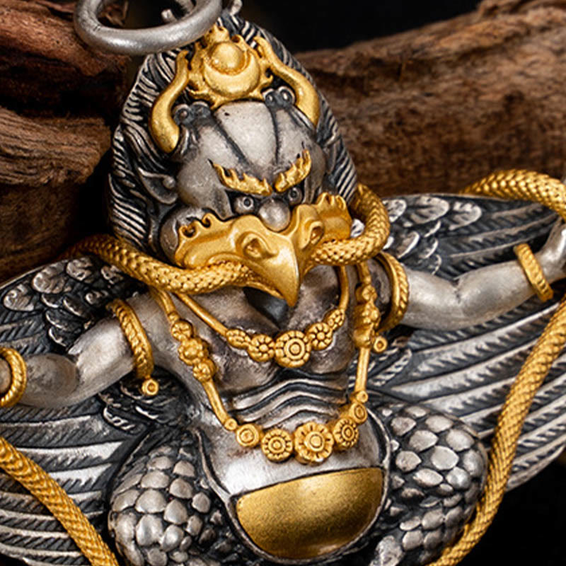 Collana con ciondolo a forma di uccello Garuda tibetano in argento sterling 925 Buddha Stones