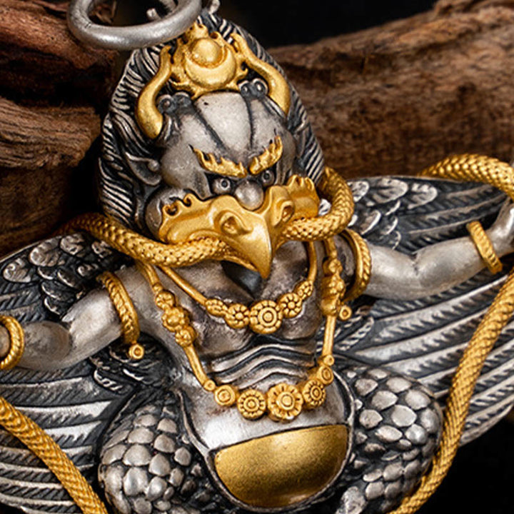 Collana con ciondolo a forma di uccello Garuda tibetano in argento sterling 925 Buddha Stones