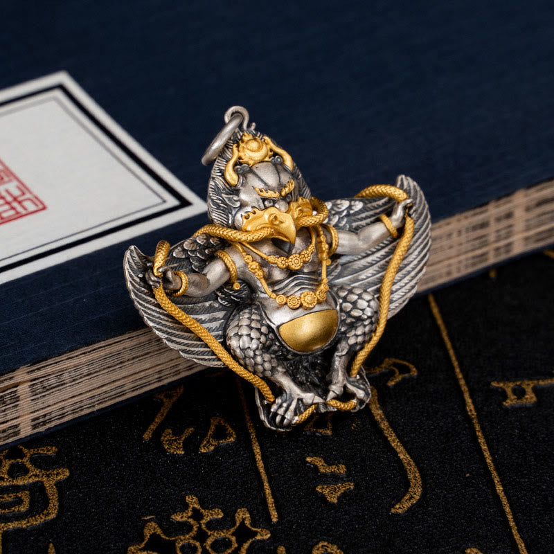 Collana con ciondolo a forma di uccello Garuda tibetano in argento sterling 925 Buddha Stones