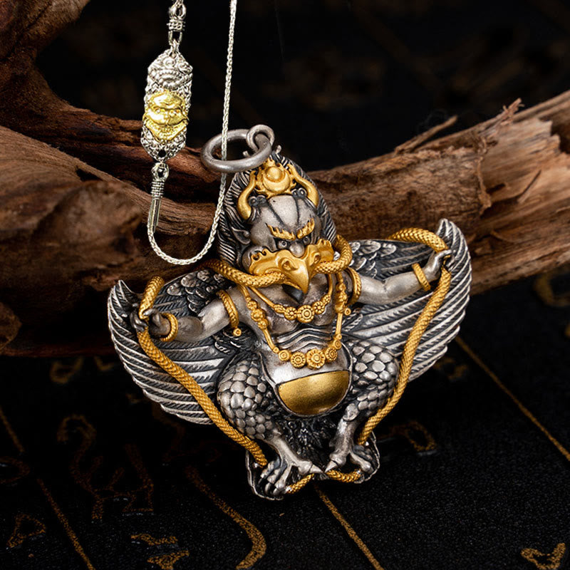 Collana con ciondolo a forma di uccello Garuda tibetano in argento sterling 925 Buddha Stones
