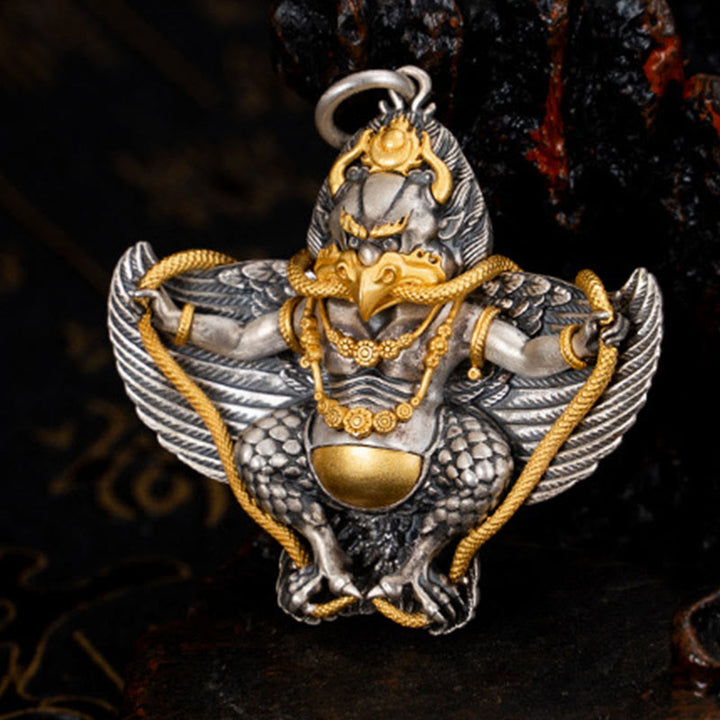 Collana con ciondolo a forma di uccello Garuda tibetano in argento sterling 925 Buddha Stones