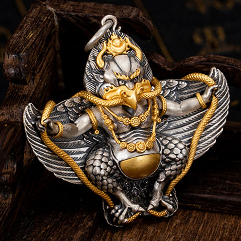 Collana con ciondolo a forma di uccello Garuda tibetano in argento sterling 925 Buddha Stones