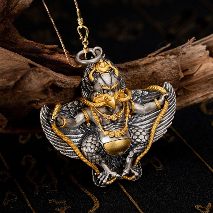 Collana con ciondolo a forma di uccello Garuda tibetano in argento sterling 925 Buddha Stones