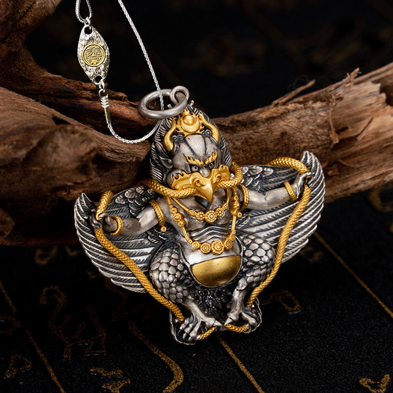 Collana con ciondolo a forma di uccello Garuda tibetano in argento sterling 925 Buddha Stones