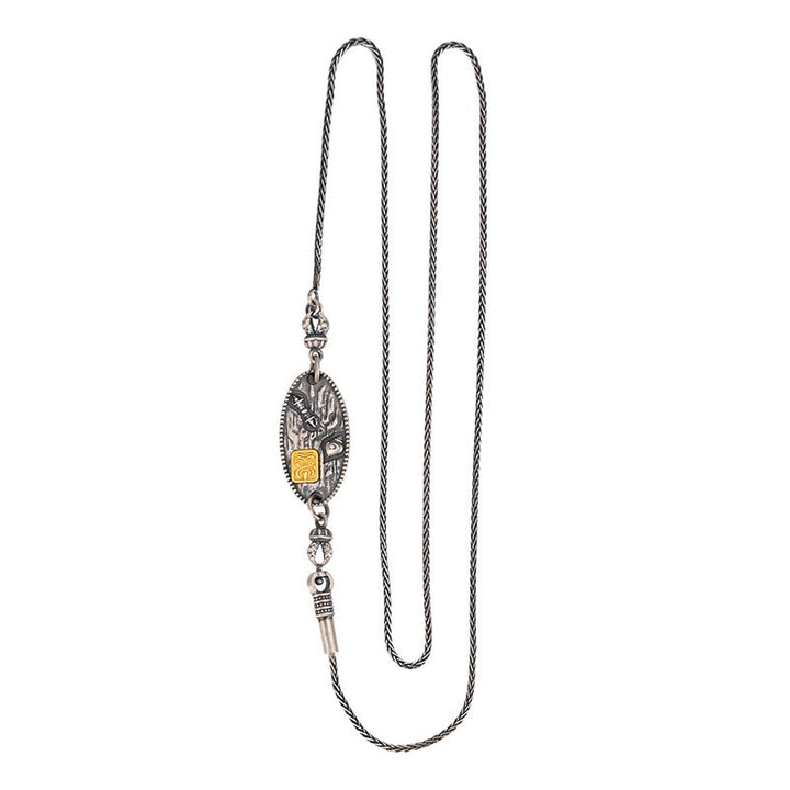Collana con catena in metallo di protezione Bodhisattva Tara Om Mani Padme Hum, in argento Buddha Stones 925, tibetano Zakiram, dea della ricchezza - Catena Zakiram 49cm - image 3