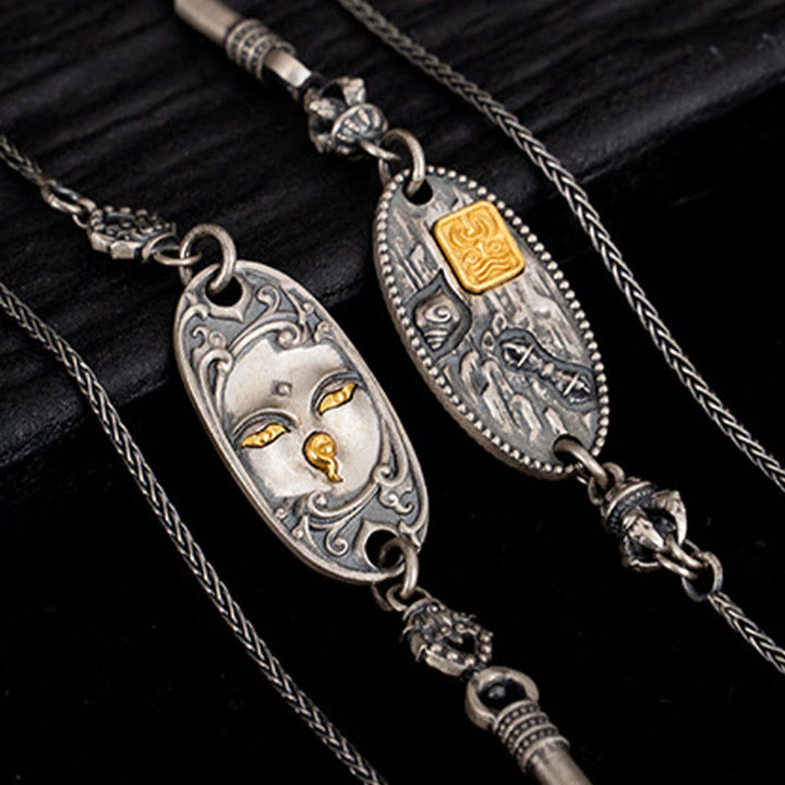 Collana con catena in metallo di protezione Bodhisattva Tara Om Mani Padme Hum, in argento Buddha Stones 925, tibetano Zakiram, dea della ricchezza - image 11
