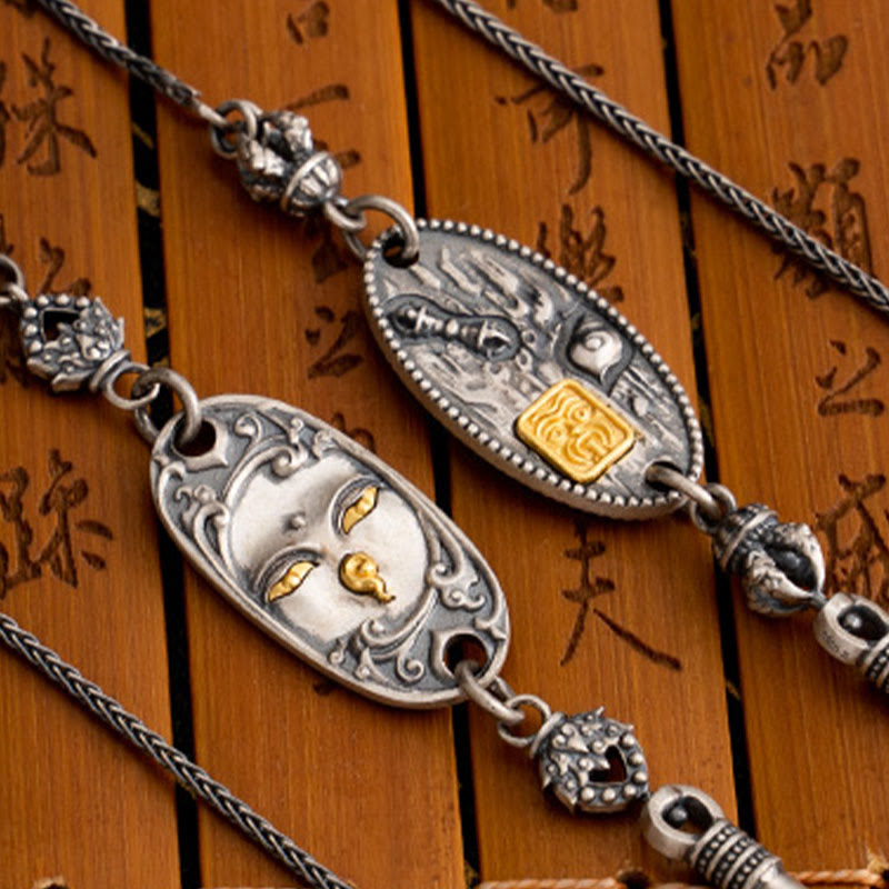 Collana con catena in metallo di protezione Bodhisattva Tara Om Mani Padme Hum, in argento Buddha Stones 925, tibetano Zakiram, dea della ricchezza - image 12