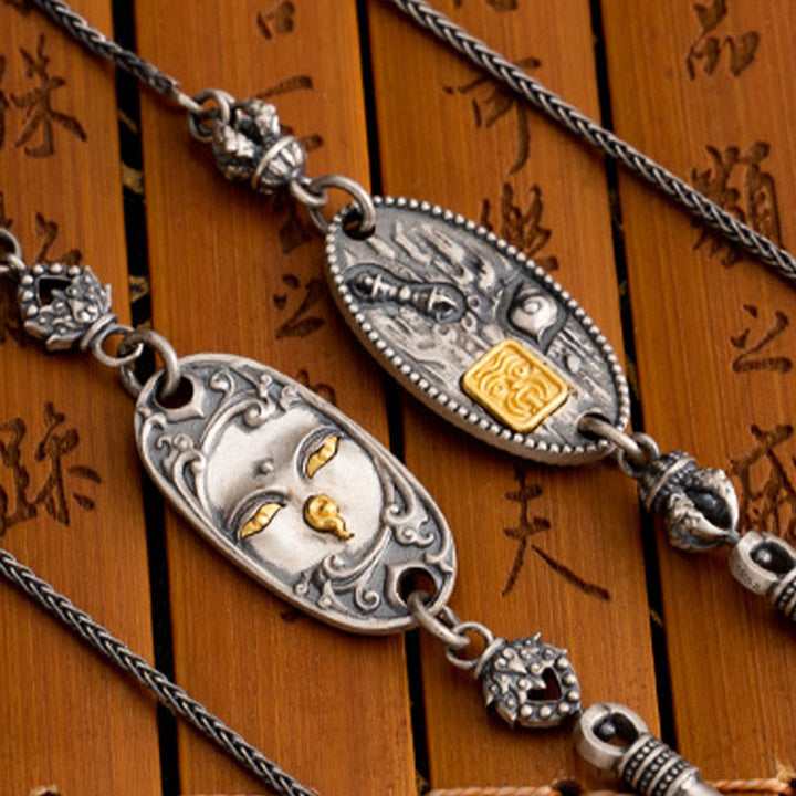 Collana con catena in metallo di protezione Bodhisattva Tara Om Mani Padme Hum, in argento Buddha Stones 925, tibetano Zakiram, dea della ricchezza - image 12