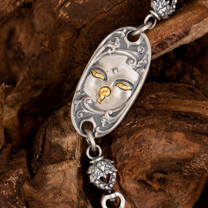 Collana con catena in metallo di protezione Bodhisattva Tara Om Mani Padme Hum, in argento Buddha Stones 925, tibetano Zakiram, dea della ricchezza - image 8