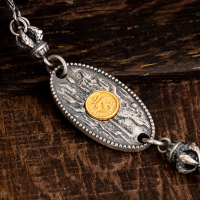 Collana con catena in metallo di protezione Bodhisattva Tara Om Mani Padme Hum, in argento Buddha Stones 925, tibetano Zakiram, dea della ricchezza - image 5