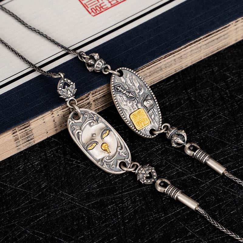 Collana con catena in metallo di protezione Bodhisattva Tara Om Mani Padme Hum, in argento Buddha Stones 925, tibetano Zakiram, dea della ricchezza - image 9