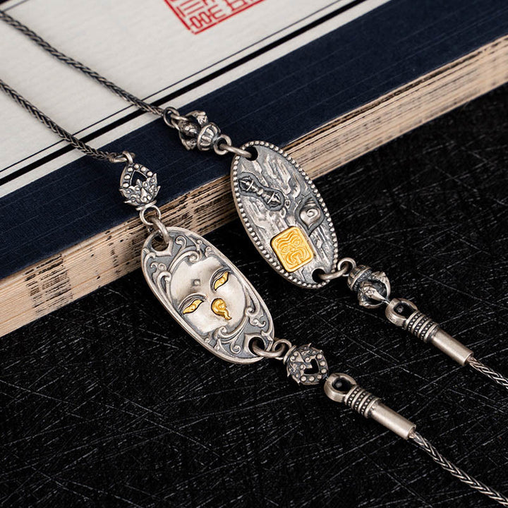Collana con catena in metallo di protezione Bodhisattva Tara Om Mani Padme Hum, in argento Buddha Stones 925, tibetano Zakiram, dea della ricchezza - image 9
