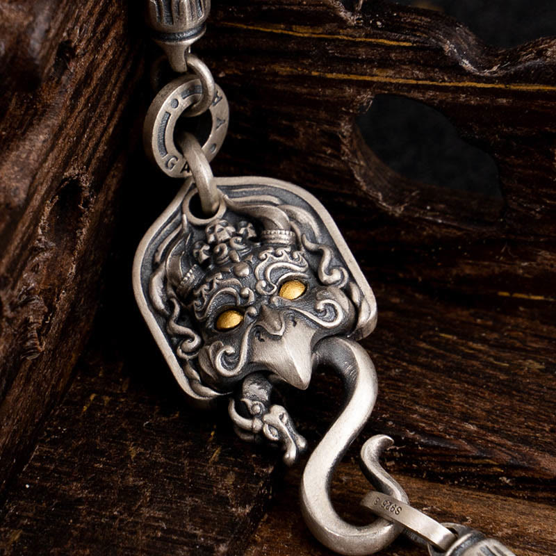 Collana con catena in metallo con ciondolo a forma di uccello Garuda tibetano in argento sterling 925 Buddha Stones