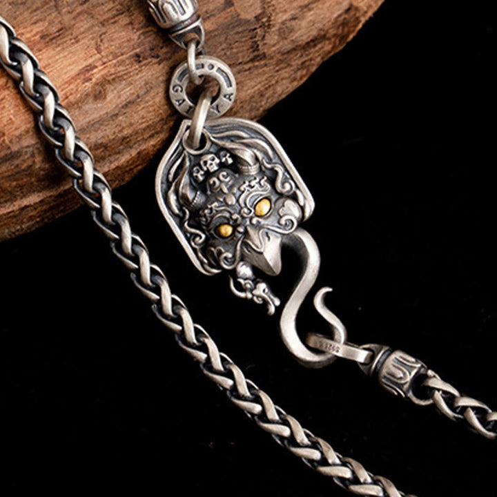 Collana con catena in metallo con ciondolo a forma di uccello Garuda tibetano in argento sterling 925 Buddha Stones