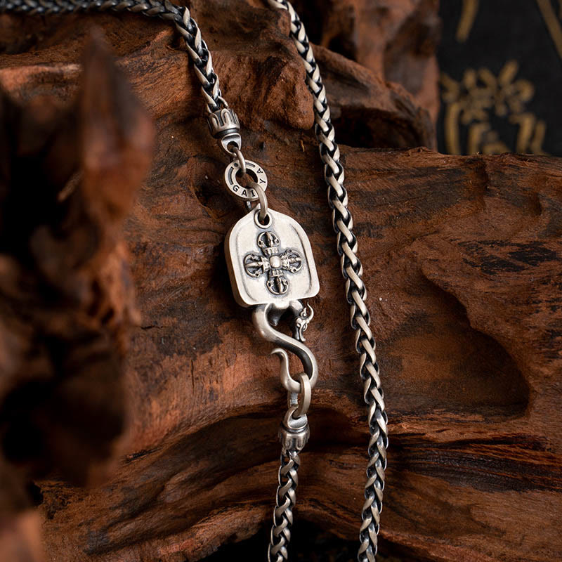 Collana con catena in metallo con ciondolo a forma di uccello Garuda tibetano in argento sterling 925 Buddha Stones