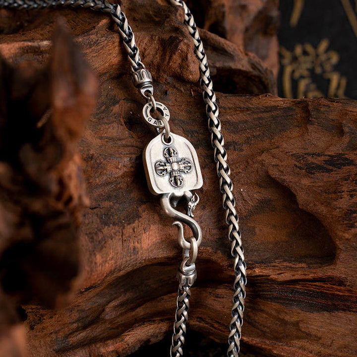 Collana con catena in metallo con ciondolo a forma di uccello Garuda tibetano in argento sterling 925 Buddha Stones