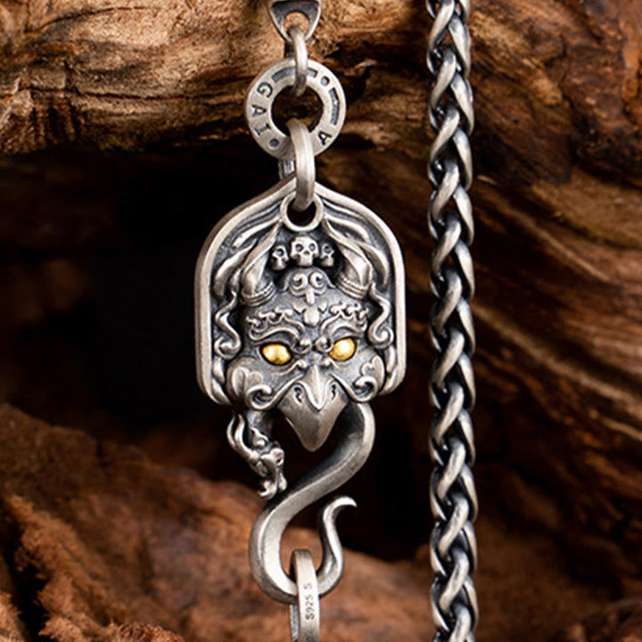 Collana con catena in metallo con ciondolo a forma di uccello Garuda tibetano in argento sterling 925 Buddha Stones