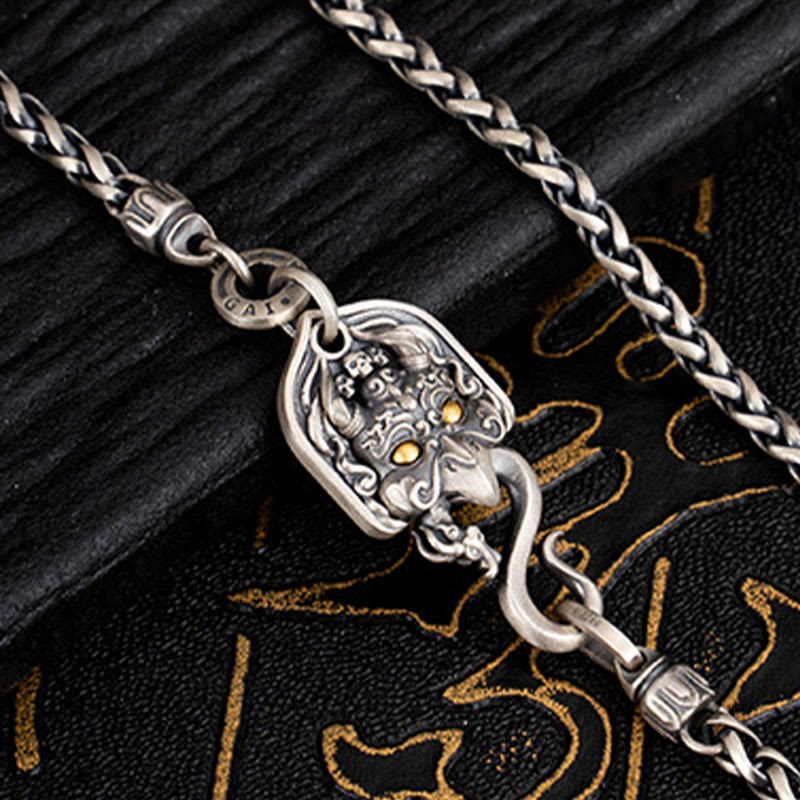 Collana con catena in metallo con ciondolo a forma di uccello Garuda tibetano in argento sterling 925 Buddha Stones