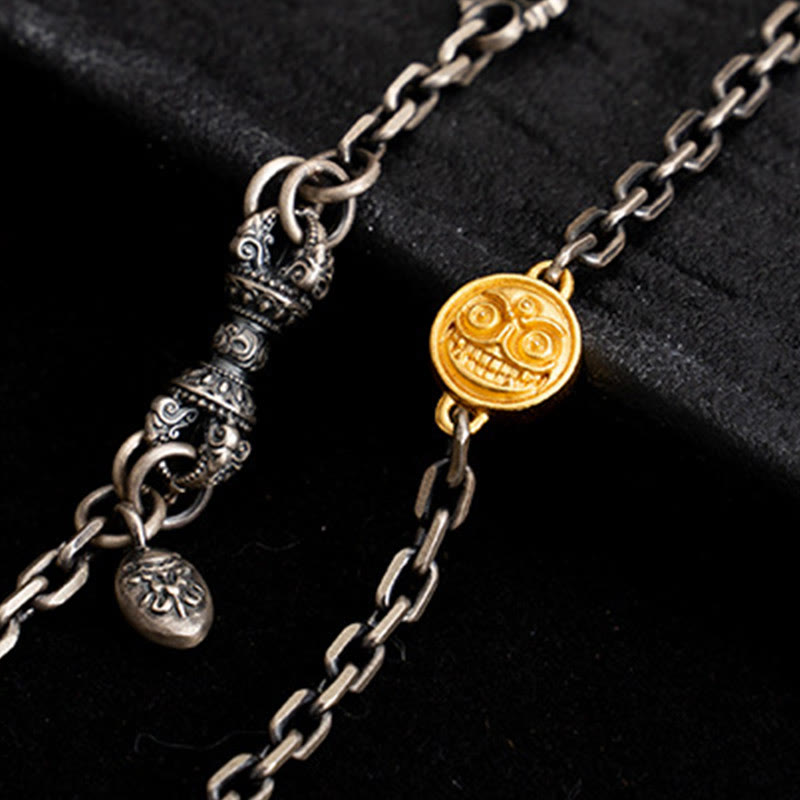 Collana con catena in metallo con benedizione Vajra Dorje , in Buddha Stones 925, tibetano, bianco Zakiram, dea della ricchezza