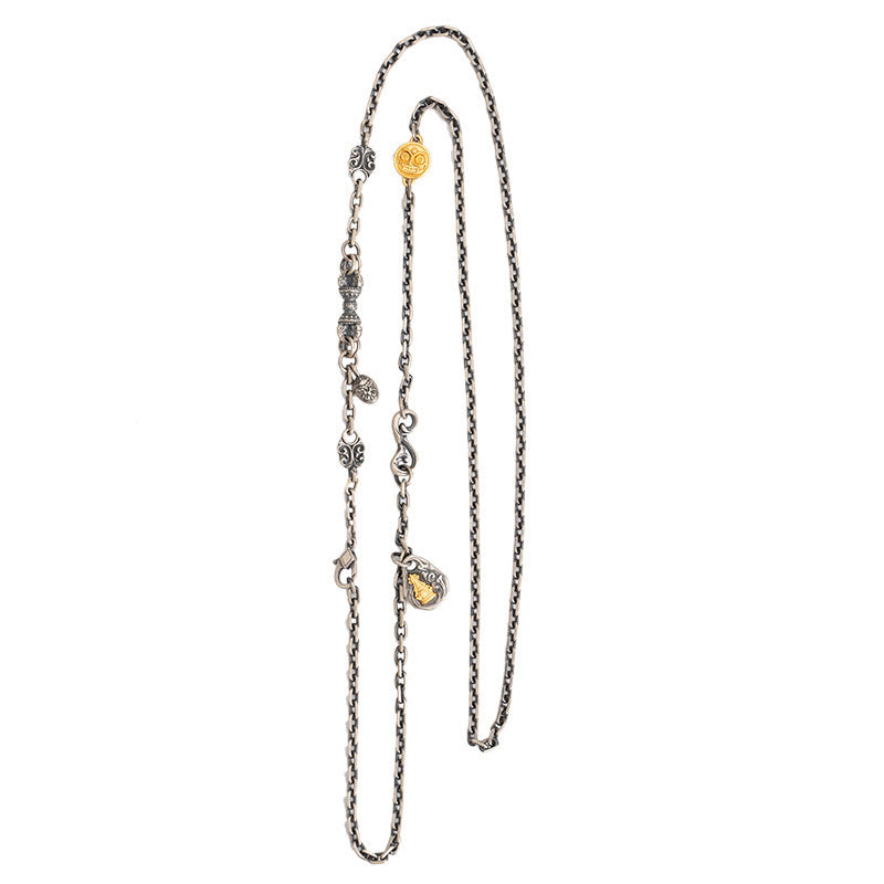 Collana con catena in metallo con benedizione Vajra Dorje , in Buddha Stones 925, tibetano, bianco Zakiram, dea della ricchezza