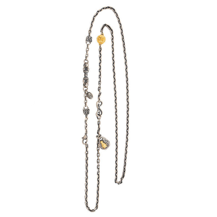 Collana con catena in metallo con benedizione Vajra Dorje , in Buddha Stones 925, tibetano, bianco Zakiram, dea della ricchezza