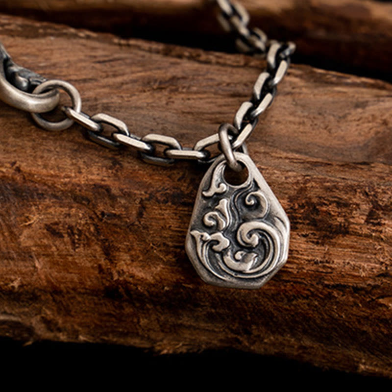Collana con catena in metallo con benedizione Vajra Dorje , in Buddha Stones 925, tibetano, bianco Zakiram, dea della ricchezza