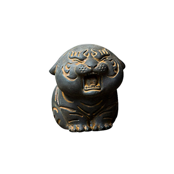 Buddha Stones Mini Carino Tigre Ferro Polvere Ruggine Statua Resina Decorazione Casa