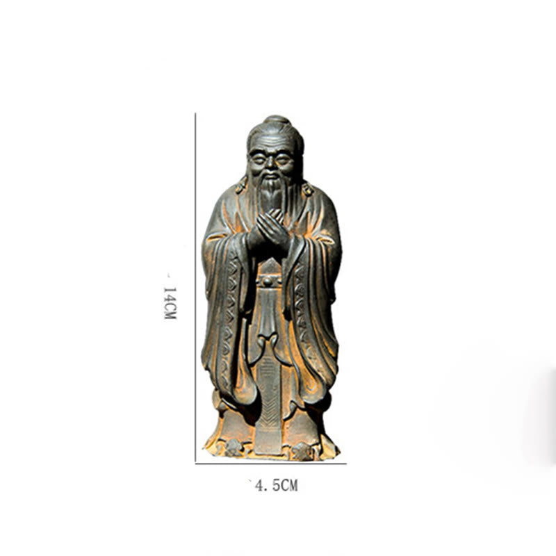 Buddha Stones fatte a mano Confucio polvere di ferro ruggine statua in resina decorazione della casa