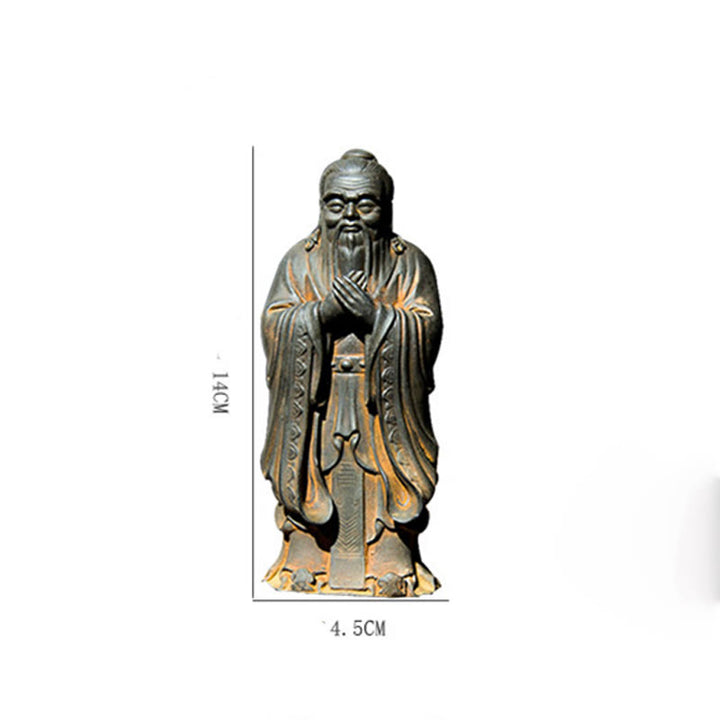 Buddha Stones fatte a mano Confucio polvere di ferro ruggine statua in resina decorazione della casa