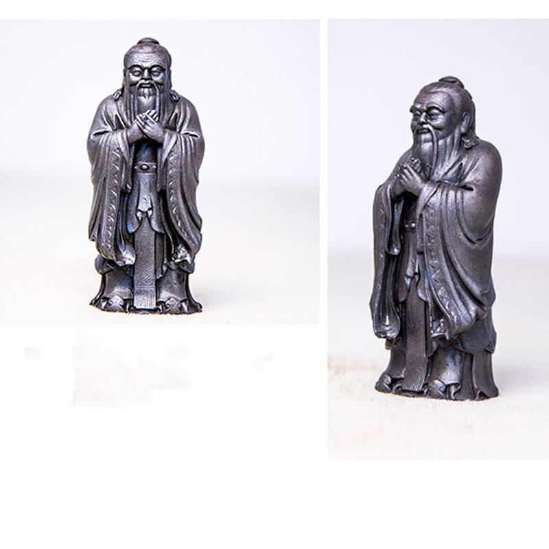 Buddha Stones fatte a mano Confucio polvere di ferro ruggine statua in resina decorazione della casa