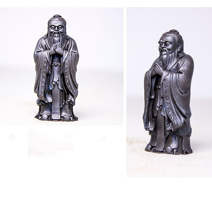Buddha Stones fatte a mano Confucio polvere di ferro ruggine statua in resina decorazione della casa