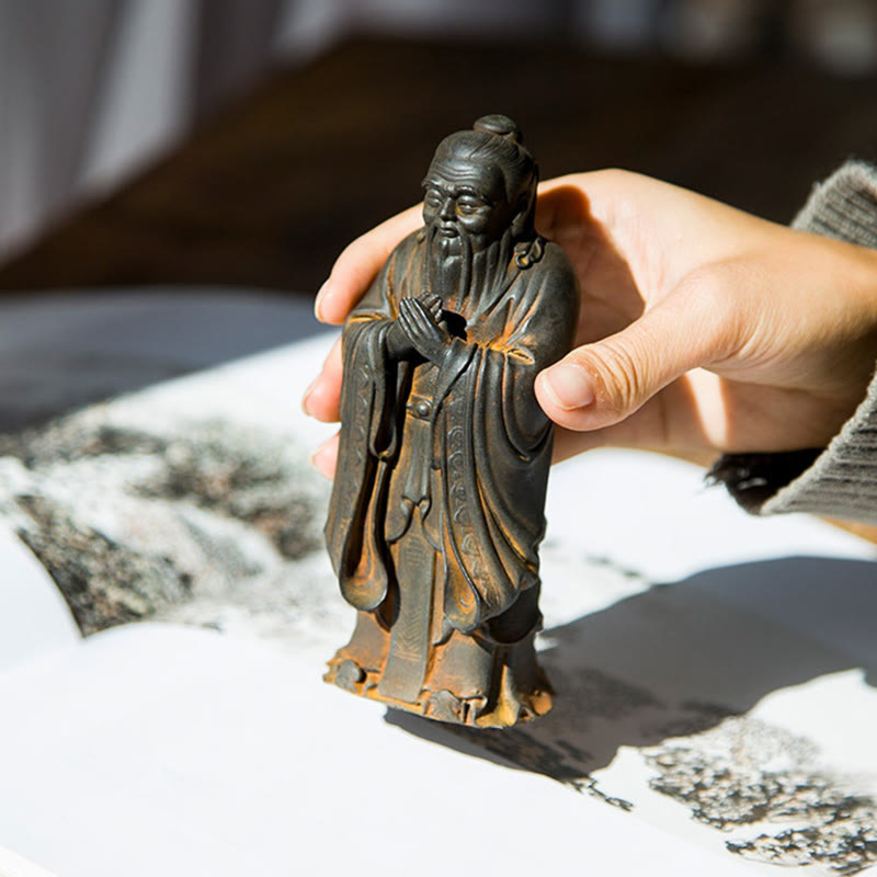 Buddha Stones fatte a mano Confucio polvere di ferro ruggine statua in resina decorazione della casa