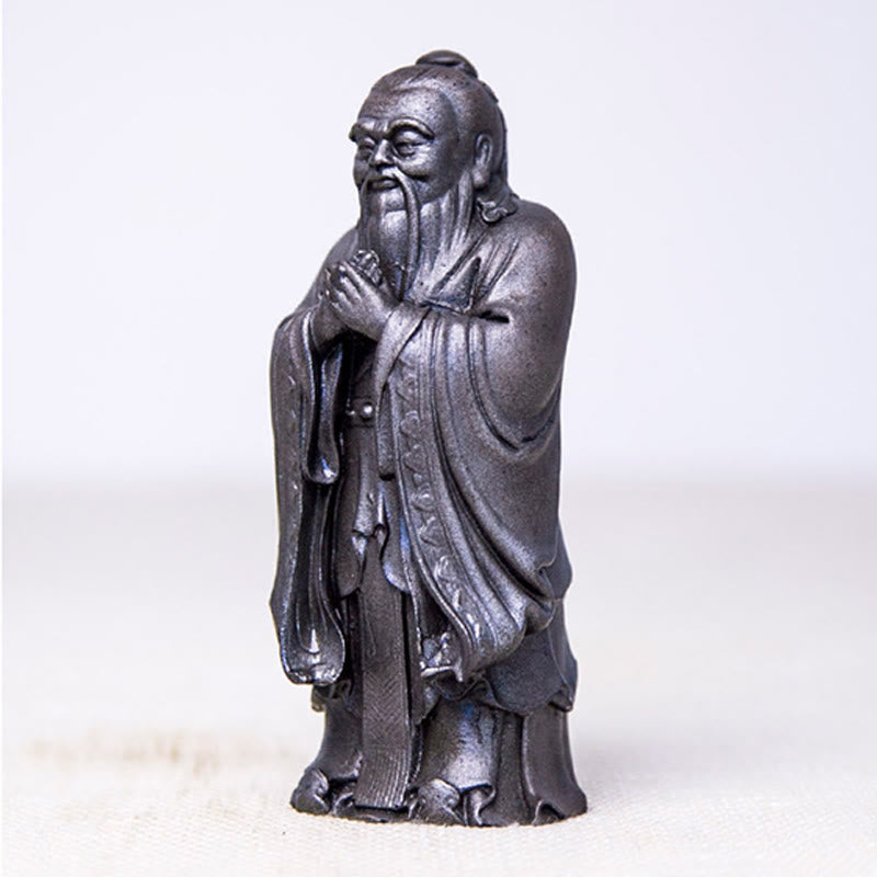Buddha Stones fatte a mano Confucio polvere di ferro ruggine statua in resina decorazione della casa