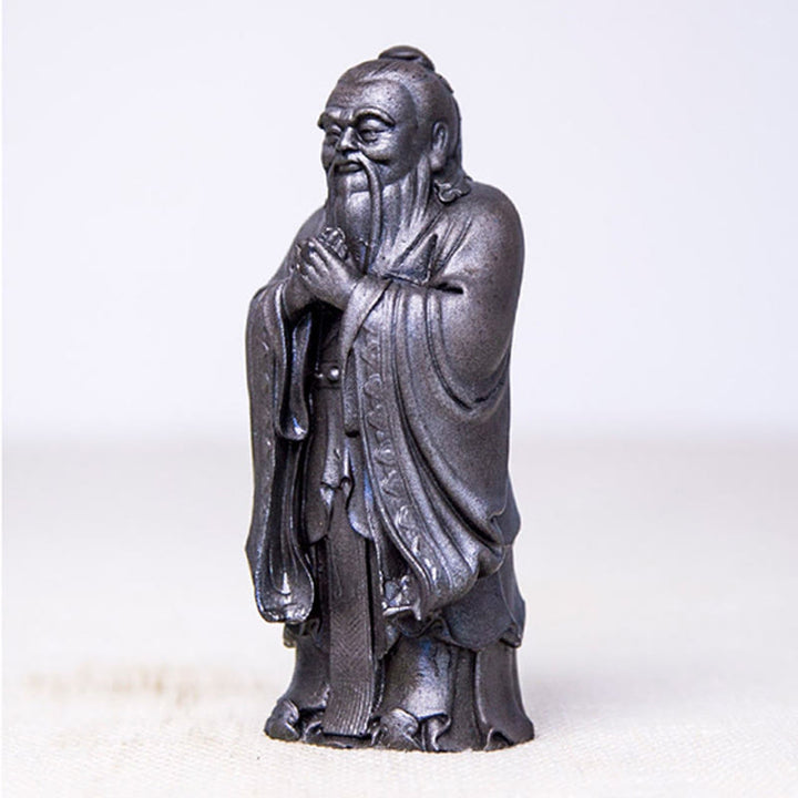 Buddha Stones fatte a mano Confucio polvere di ferro ruggine statua in resina decorazione della casa