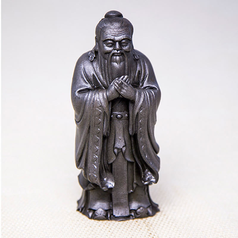 Buddha Stones fatte a mano Confucio polvere di ferro ruggine statua in resina decorazione della casa