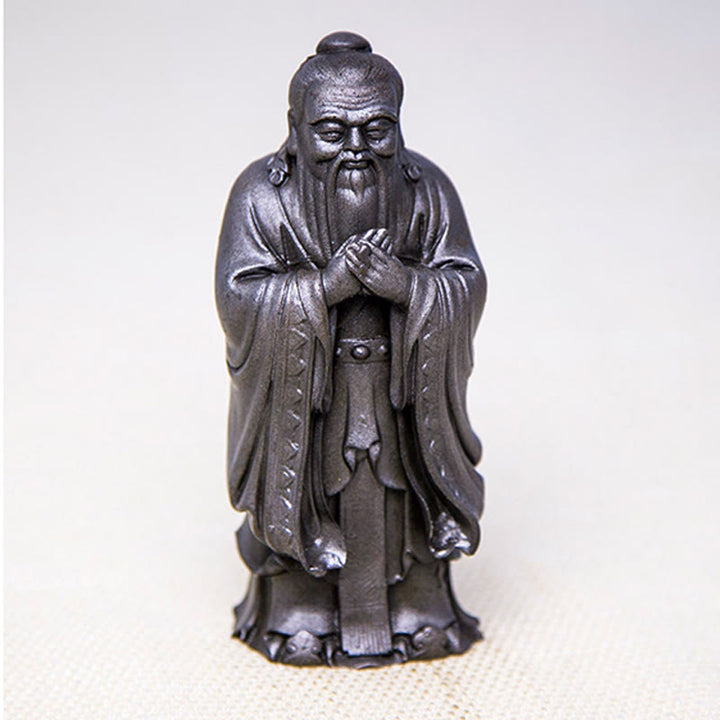 Buddha Stones fatte a mano Confucio polvere di ferro ruggine statua in resina decorazione della casa