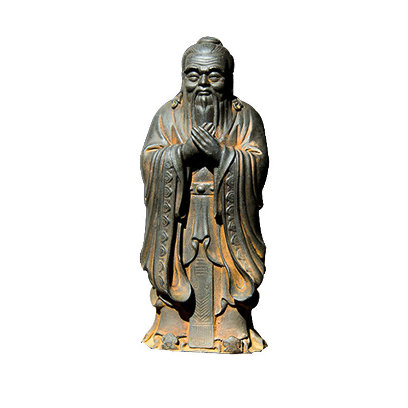 Buddha Stones fatte a mano Confucio polvere di ferro ruggine statua in resina decorazione della casa
