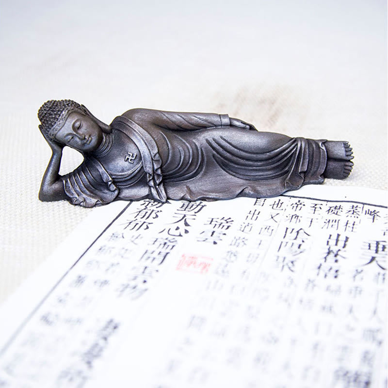 Buddha Stones Buddha Sdraiato Shakyamuni Ferro Polvere Ruggine Statua Resina Decorazione Casa