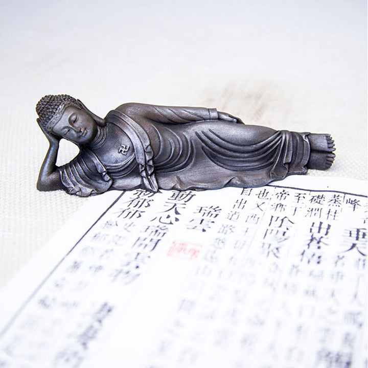 Buddha Stones Buddha Sdraiato Shakyamuni Ferro Polvere Ruggine Statua Resina Decorazione Casa