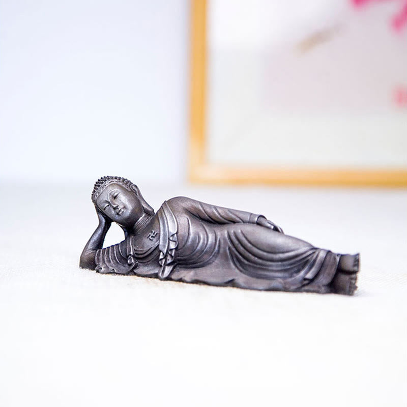 Buddha Stones Buddha Sdraiato Shakyamuni Ferro Polvere Ruggine Statua Resina Decorazione Casa