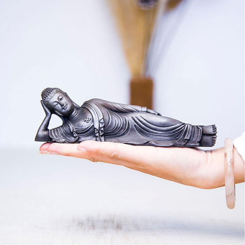 Buddha Stones Buddha Sdraiato Shakyamuni Ferro Polvere Ruggine Statua Resina Decorazione Casa
