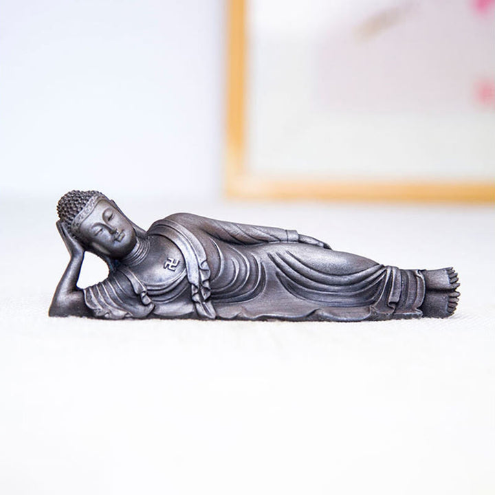 Buddha Stones Buddha Sdraiato Shakyamuni Ferro Polvere Ruggine Statua Resina Decorazione Casa