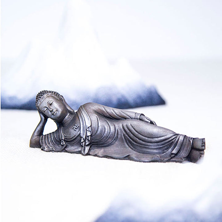 Buddha Stones Buddha Sdraiato Shakyamuni Ferro Polvere Ruggine Statua Resina Decorazione Casa