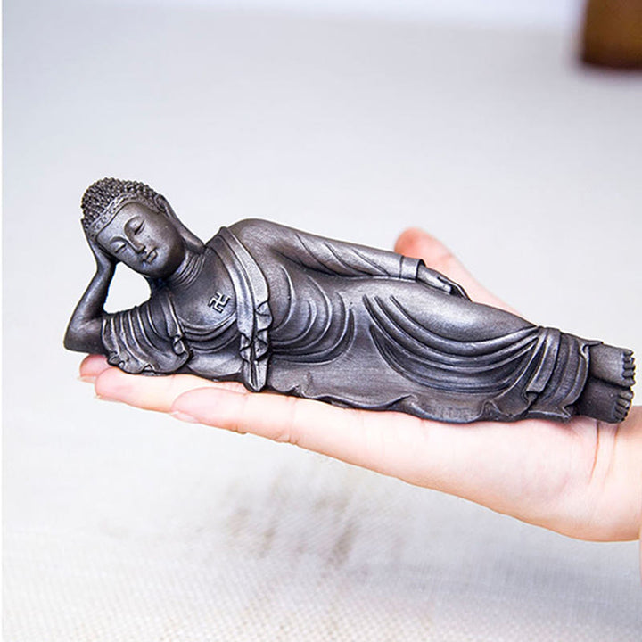 Buddha Stones Buddha Sdraiato Shakyamuni Ferro Polvere Ruggine Statua Resina Decorazione Casa