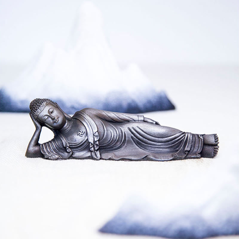 Buddha Stones Buddha Sdraiato Shakyamuni Ferro Polvere Ruggine Statua Resina Decorazione Casa