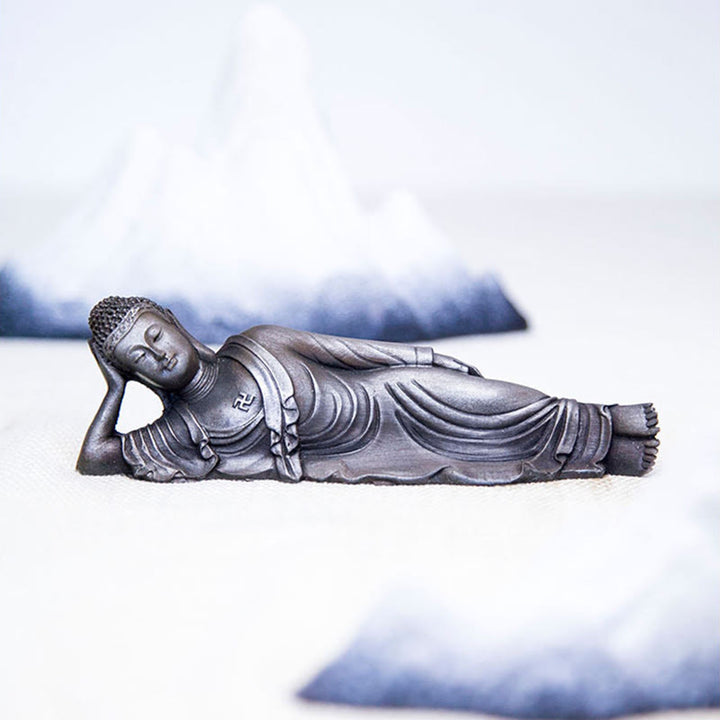 Buddha Stones Buddha Sdraiato Shakyamuni Ferro Polvere Ruggine Statua Resina Decorazione Casa