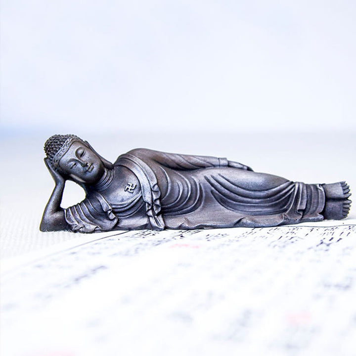 Buddha Stones Buddha Sdraiato Shakyamuni Ferro Polvere Ruggine Statua Resina Decorazione Casa