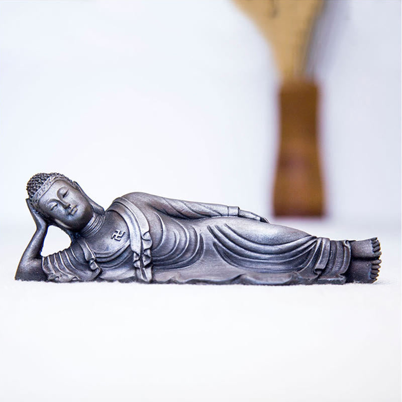 Buddha Stones Buddha Sdraiato Shakyamuni Ferro Polvere Ruggine Statua Resina Decorazione Casa